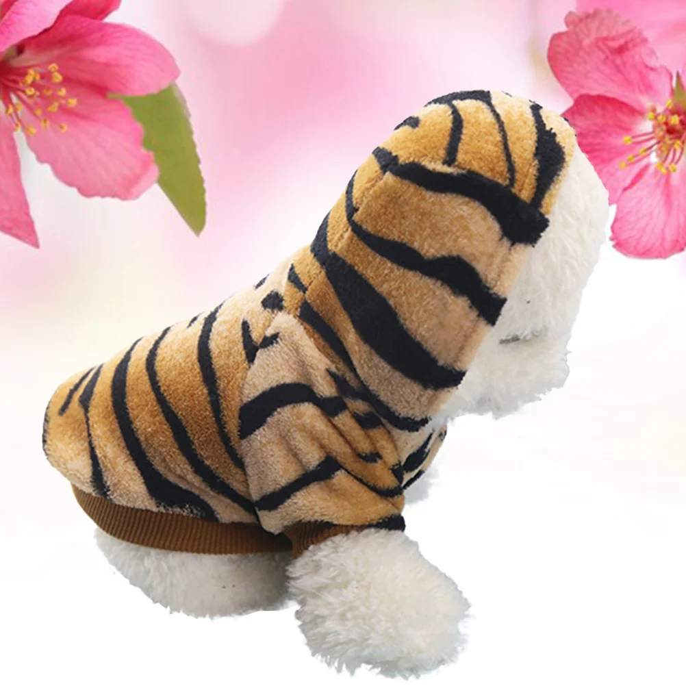 

Dog Tiger Costume Puppy Hoodies Coat Autumn Winter Dress Size S Comfortable Pet Clothes Walk Dress Pet Clothes