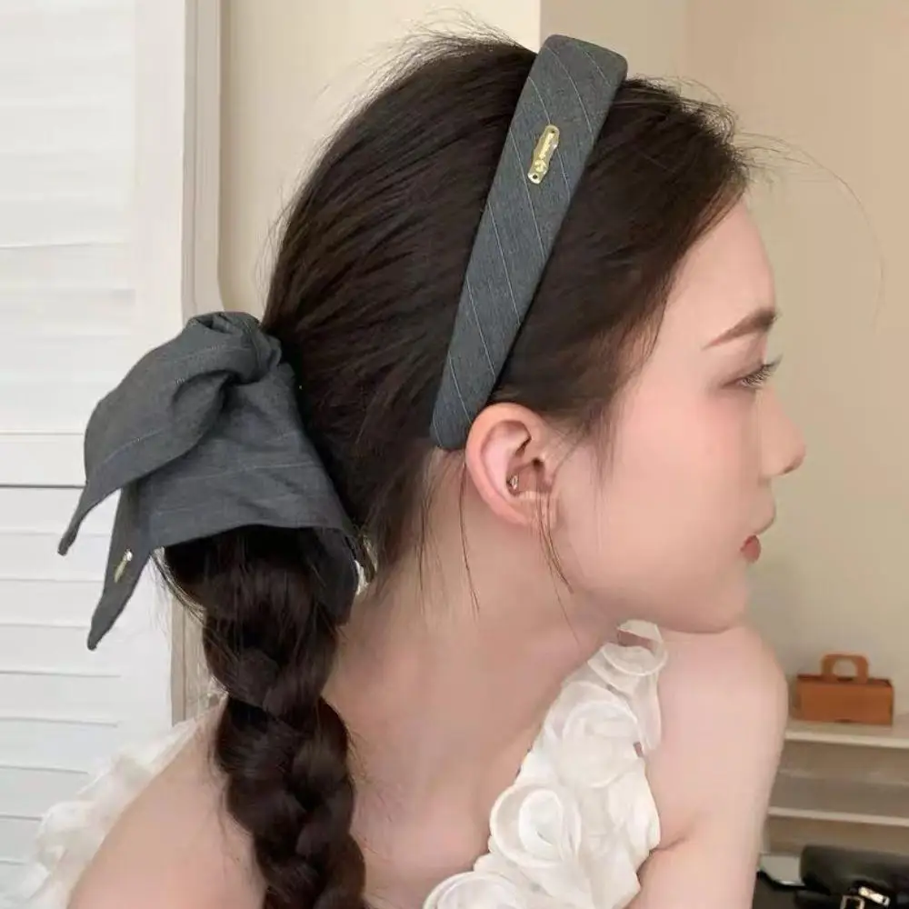 

1 шт., комплект аксессуаров для волос в серую полоску для женщин и девочек, элегантная повязка на голову, большие квадратные эластичные резинки для волос, модные винтажные головные уборы