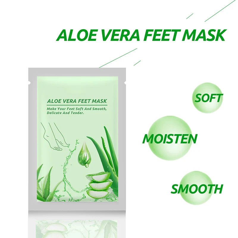 Mascarilla de Aloe Vera para pies, mascarilla exfoliante para pies, antisecado, agrietado, elimina la piel muerta, exfoliación del talón, mascarilla hidratante para pies, 1 ~ 5 uds.