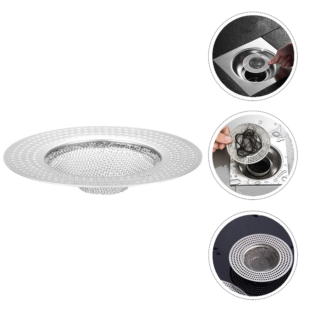 2Pcs Stainless Steel Drain Strainer Rust-Proof Shower Hair Catcher Raised Rim Non-Slip Design Fast Drain Bathroom Kitchen Sink