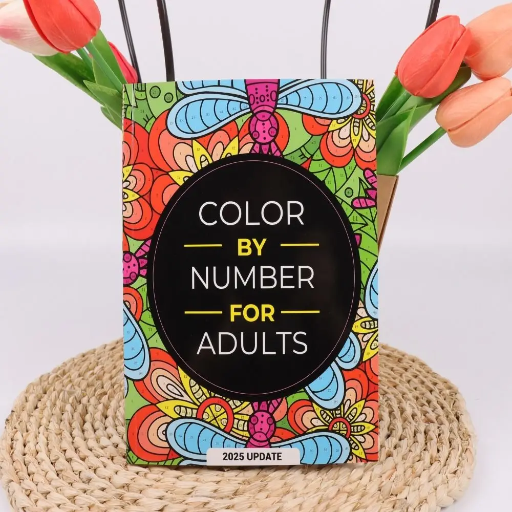 190 Pages Color By Number for Adult Unique Background Anxiety Therapy Coloring Book Stress Relief Drawing Painting Book