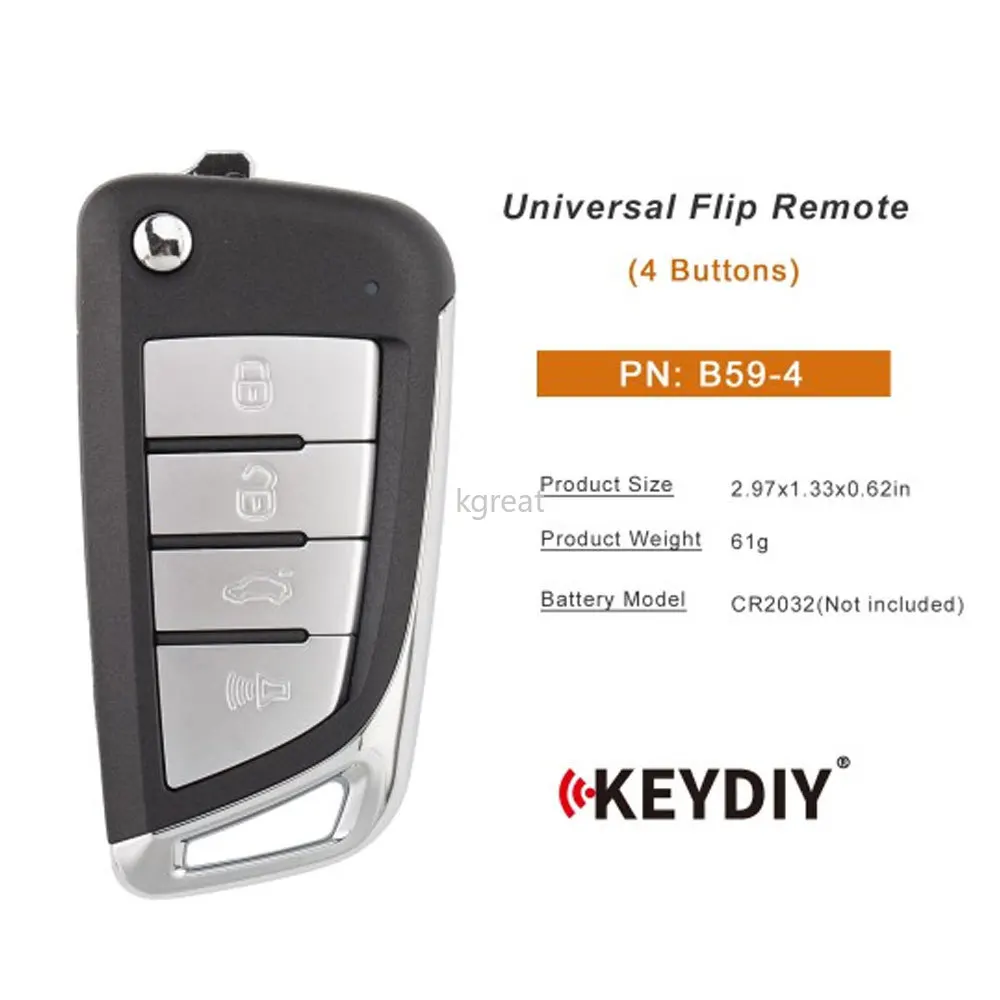1/5Pcs KEYDIY KD B59 Universal Car Remote Key KD B59-4 4 Buttons Car Key Used with KD900/KD MINI/KD MAX Programmer
