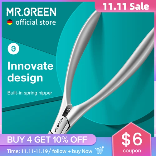 MR.GREEN Pinzas para cutículas, tijeras para cutículas innovadoras, cortaúñas con resorte incorporado, recortador, producto para eliminar la piel muerta, herramienta de manicura y belleza