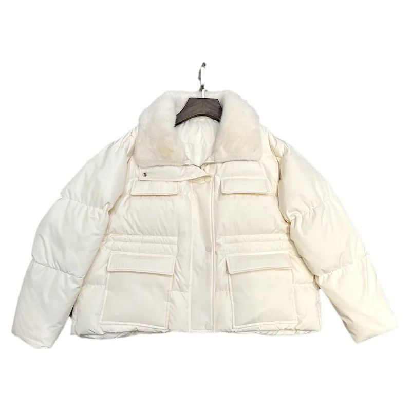 

2025 Women's Clothing Elegant mink fur collar down jacketAutumn Winter New 1103