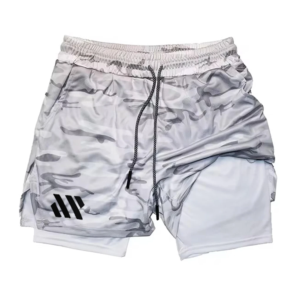 2024 شورت رياضي للجري 2 في 1 للرجال شورت رياضي سريع الجفاف مطبوع للصالة الرياضية شورت ضغط رياضي غير رسمي