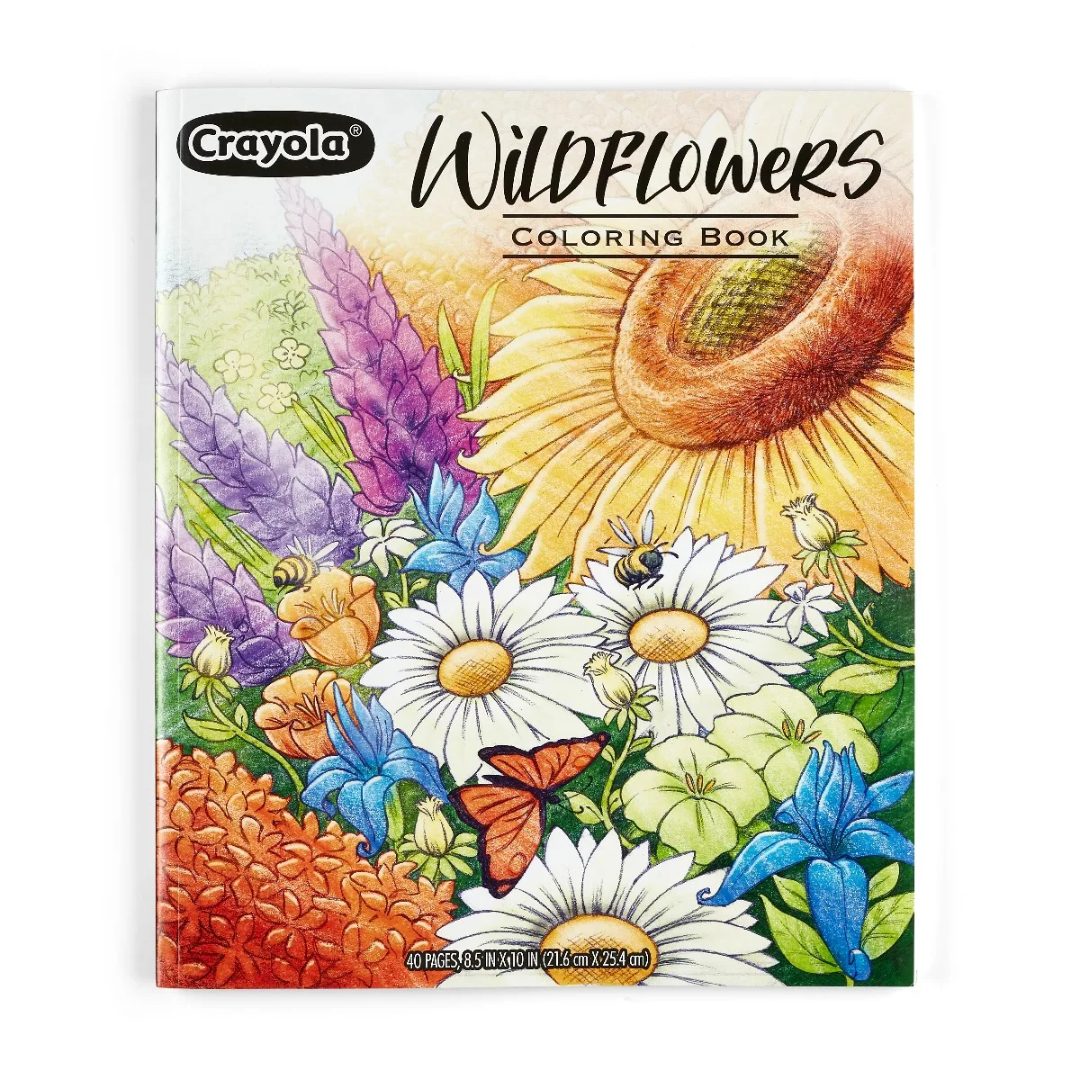 

Книжка-раскраска Crayola Wildflower, 40 премиальных страниц для раскрашивания для взрослых, цветы, подарки 04-1135