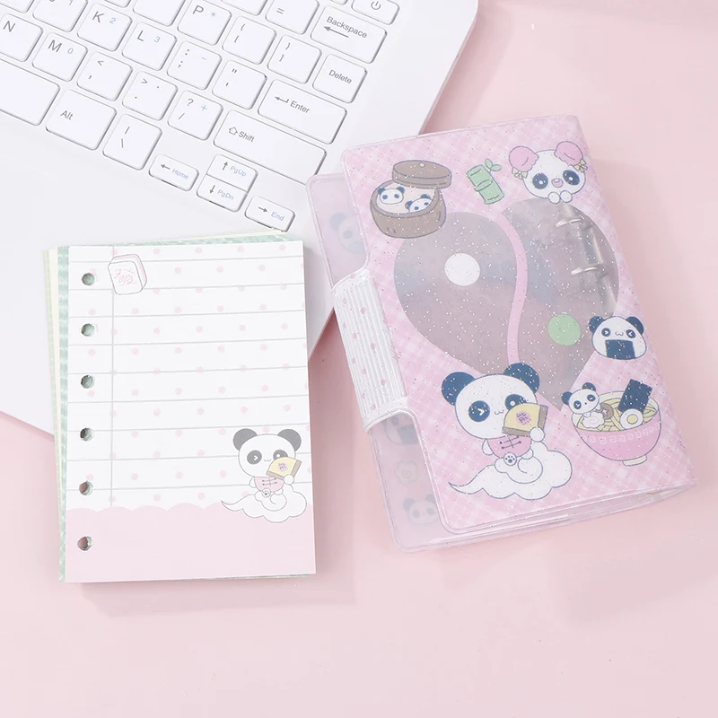 Cubierta de carpeta de color caramelo de Panda lindo A7 o 40 hojas, álbum postal, folleto de almacenamiento, papelería, diario, suministros de oficina