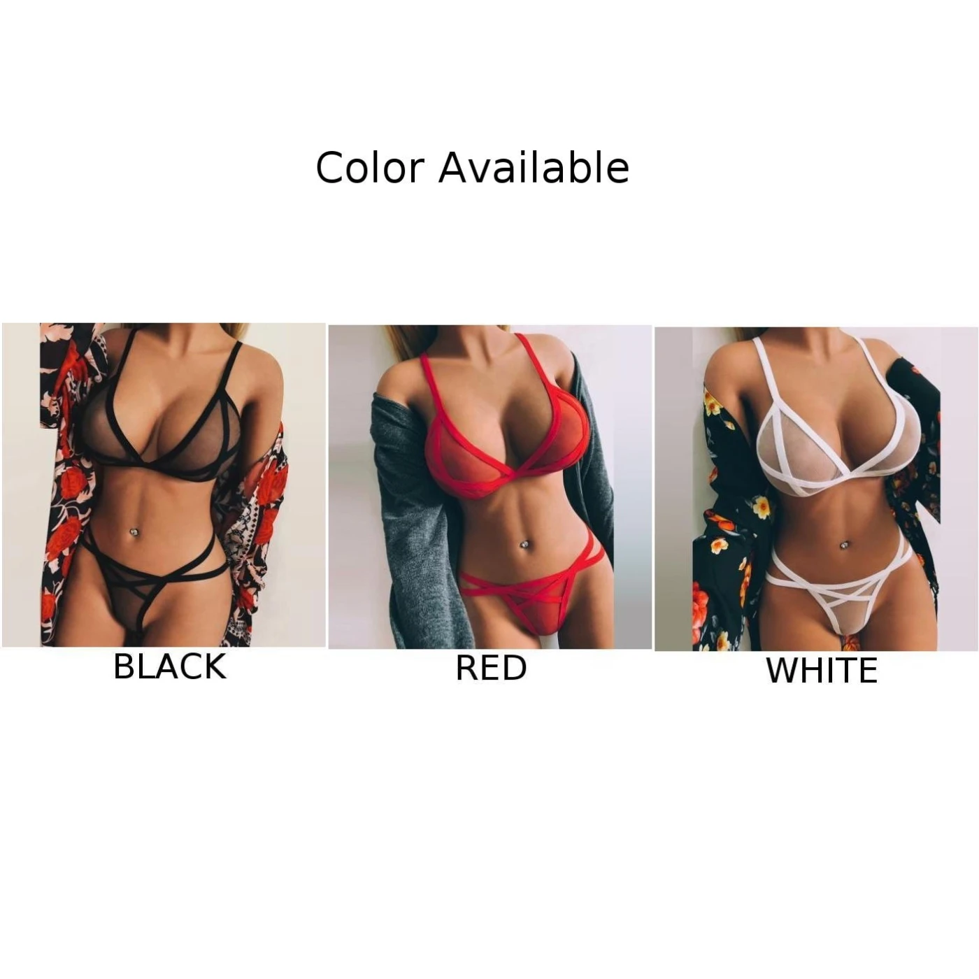 Women Sexy Mesh See Through Lingerie Set Wireless Sheer Bra Panty Suit Sexy Holiday Ultra-thin Summer Beach Bra Sets Nightwear