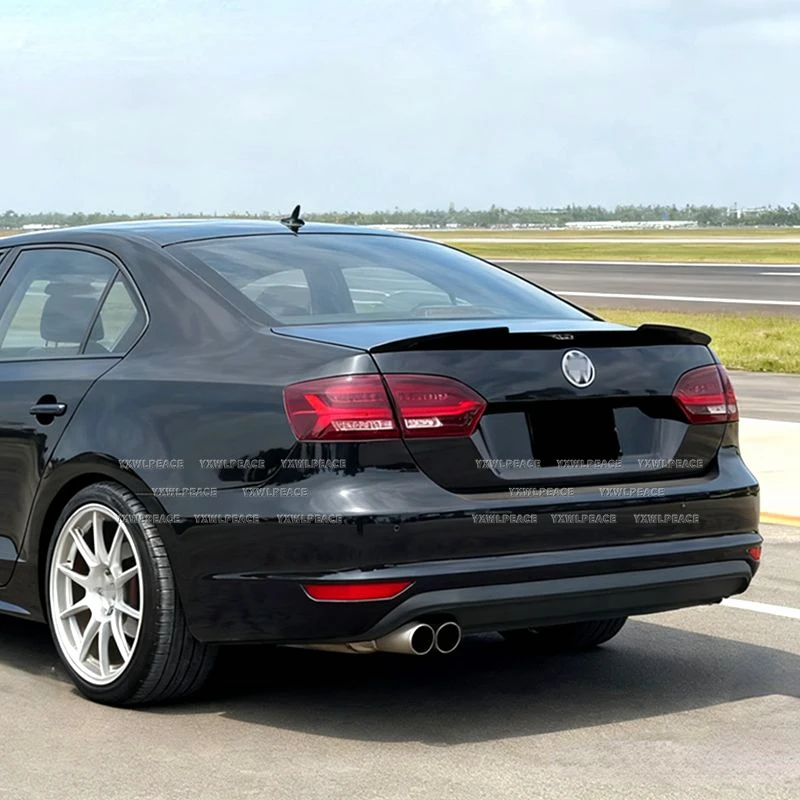 Image of M4 Stil Für VW Volkswagen Jetta MK6 Spoiler 2012-2018 Hohe Qualität ABS Kunststoff Primer Farbe Hinten Stamm lip Spoiler Auto Styling