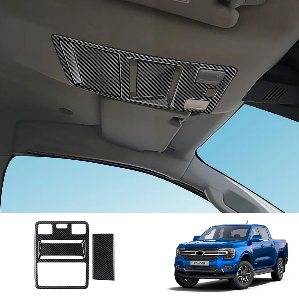 

For Ford Ranger 2023 Roof Reading Lamp Frame Cover ABS Carbon Fiber Decoration Sticker Car Styling Interior Accessories