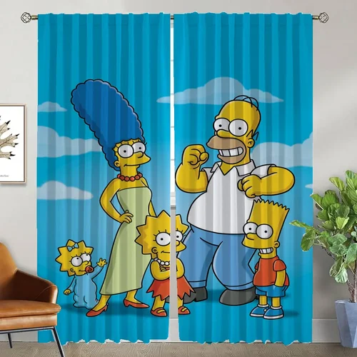 침실용 암막 커튼, 심슨 커튼, 칸막이 창 커튼, 거실 주방 패널 2 개 