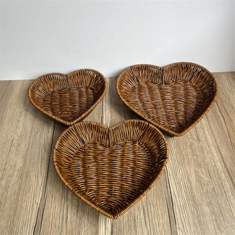 Imitation Rattan Fruit Basket Sundry Storage Basket Hand-Woven Storage Box Home Storage Supplies Tabletop Display Rattan Basket