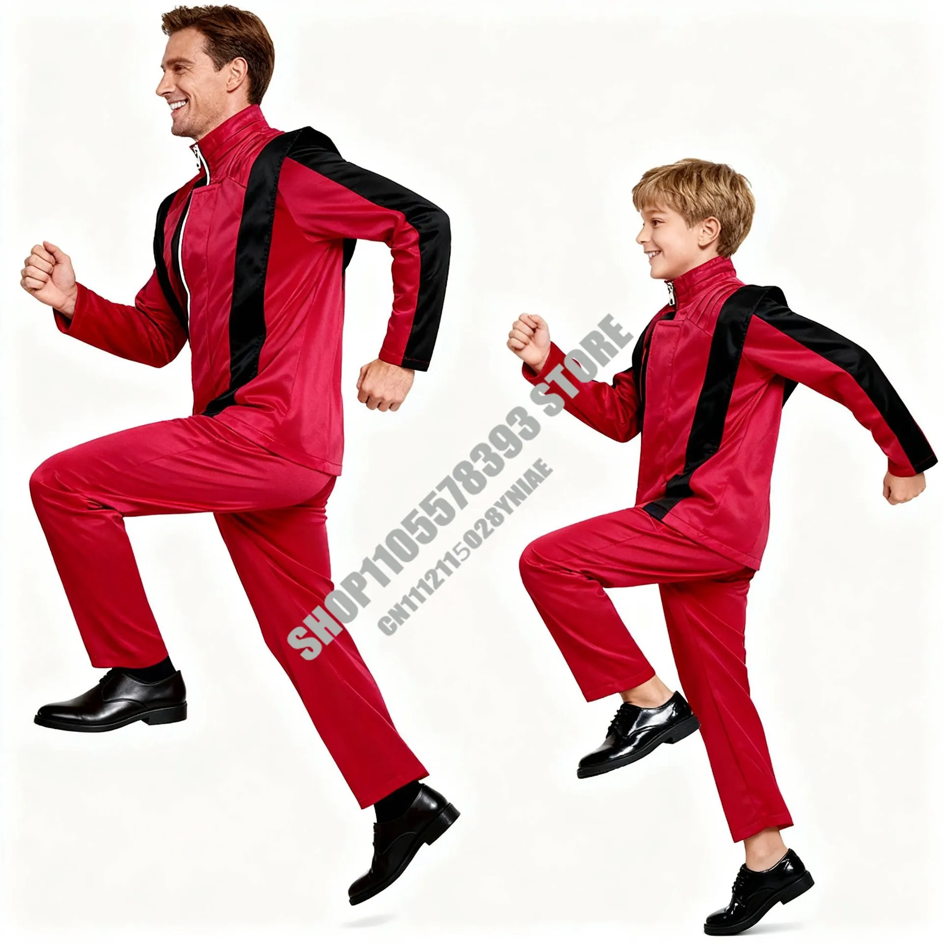KID Michael Jackson Coat Pant Set Michael Scary Night Premium Overcoat Red Leather Jacket Vintage Thriller Party Cosplay Costume