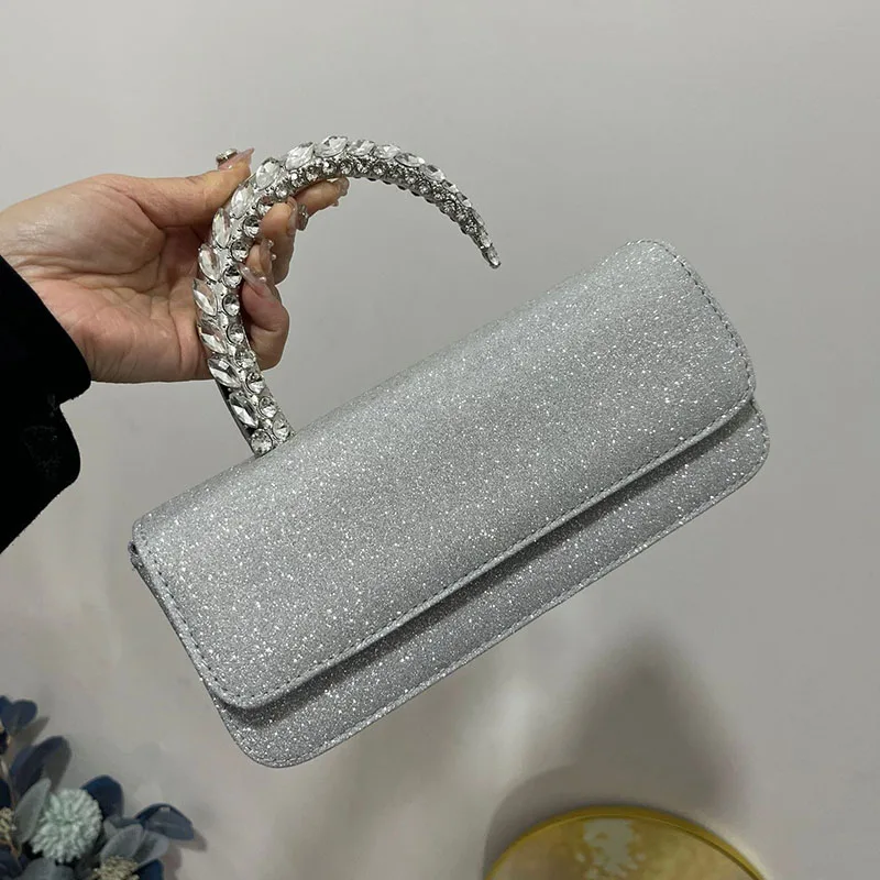 

Diamond Shoulder Crossbody Bag Party Clutch Ladies Luxury Crystal Handle Women Handbag Fashion Satin Silk Evening Bags for Women