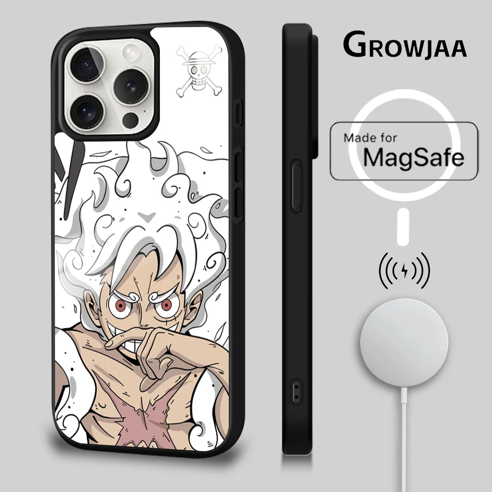 Anime O-One P-Pie-ce L-Luffy Phone Case For iPhone 16 15 14 13 12 11 Pro Max Plus Mini Magsafe Mirror Wireless Magnetic Cover