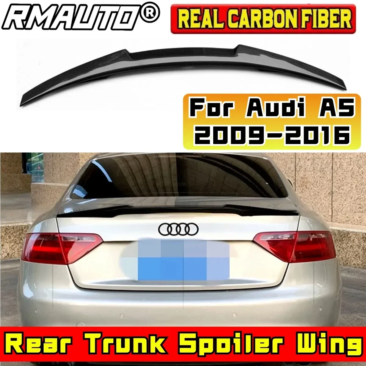 For 2009-2016 Audi A5 B8 COUPE 2 Doors Rear Spoiler Wing Body Kit M4 Style Car Rear Trunk Spoiler Exterior Part Rear Trunk Wing