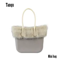 Fashion Women Obag O Style Winter Autumn Mini Ambag EVA Handbag with Inner Insert Bag Leather PU Handles Faux Fox Fur Furry Trim