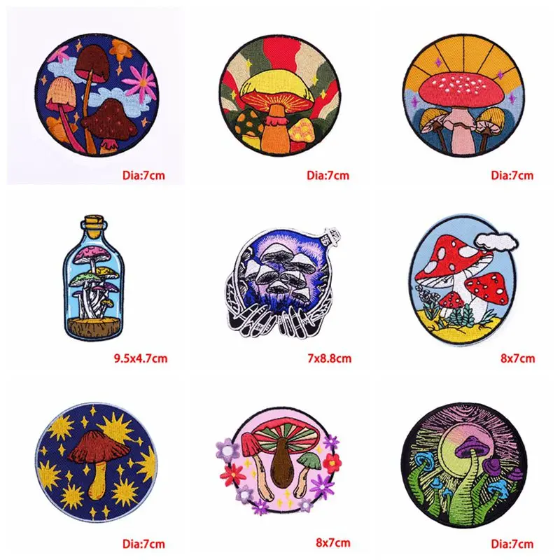 Prajna 10 pezzi Patch per fiori di funghi a righe toppe per ricamo di cartoni animati per abbigliamento toppe termoadesive su vestiti Applique fai