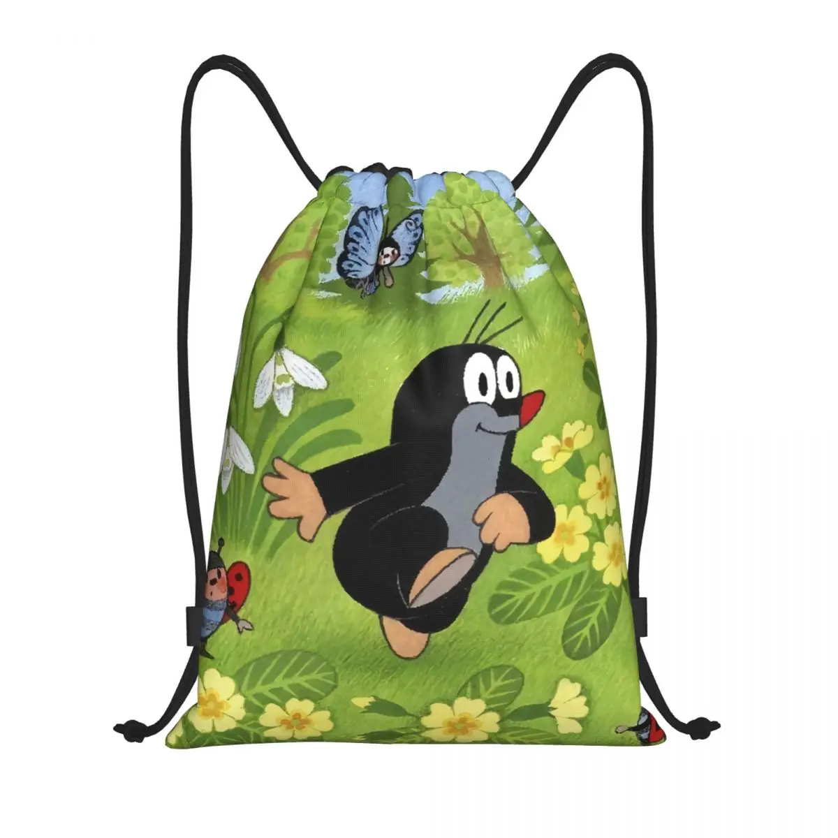 Custom Cute Happy Mole Krtek Drawstring Bag for Shopping Yoga Backpacks Men Women Cartoon Little Maulwurf Sports Gym Sackpack