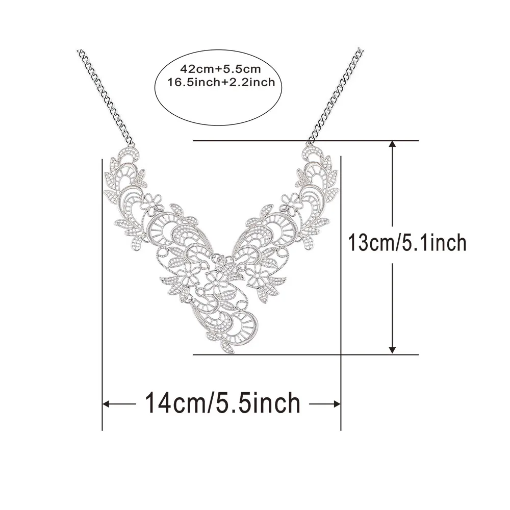 Trendy Necklace for Women, Zinc Alloy Lace Hollow Out Design, K Plated Charm, Elegant Collar Jewelry