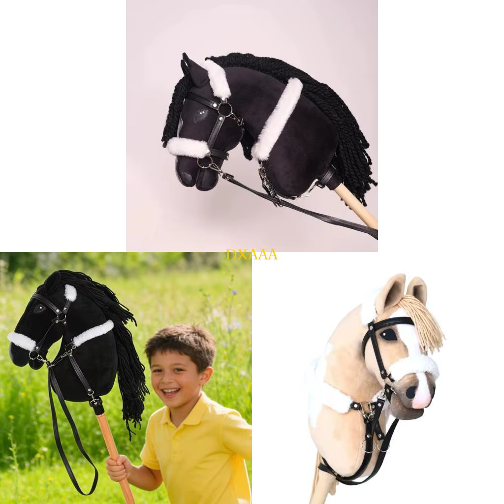 

DXAA Realistic Animal Head Props for Costumes Horse Design on Wooden Hobby Horse Racing Toy Perfect for Party Themes