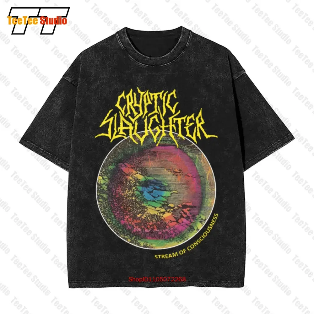 New D T G Prited Short Sleeve Vintage Oversized T-Shirt Cryptic Slaughter Stream Of Consciousnes N82Q