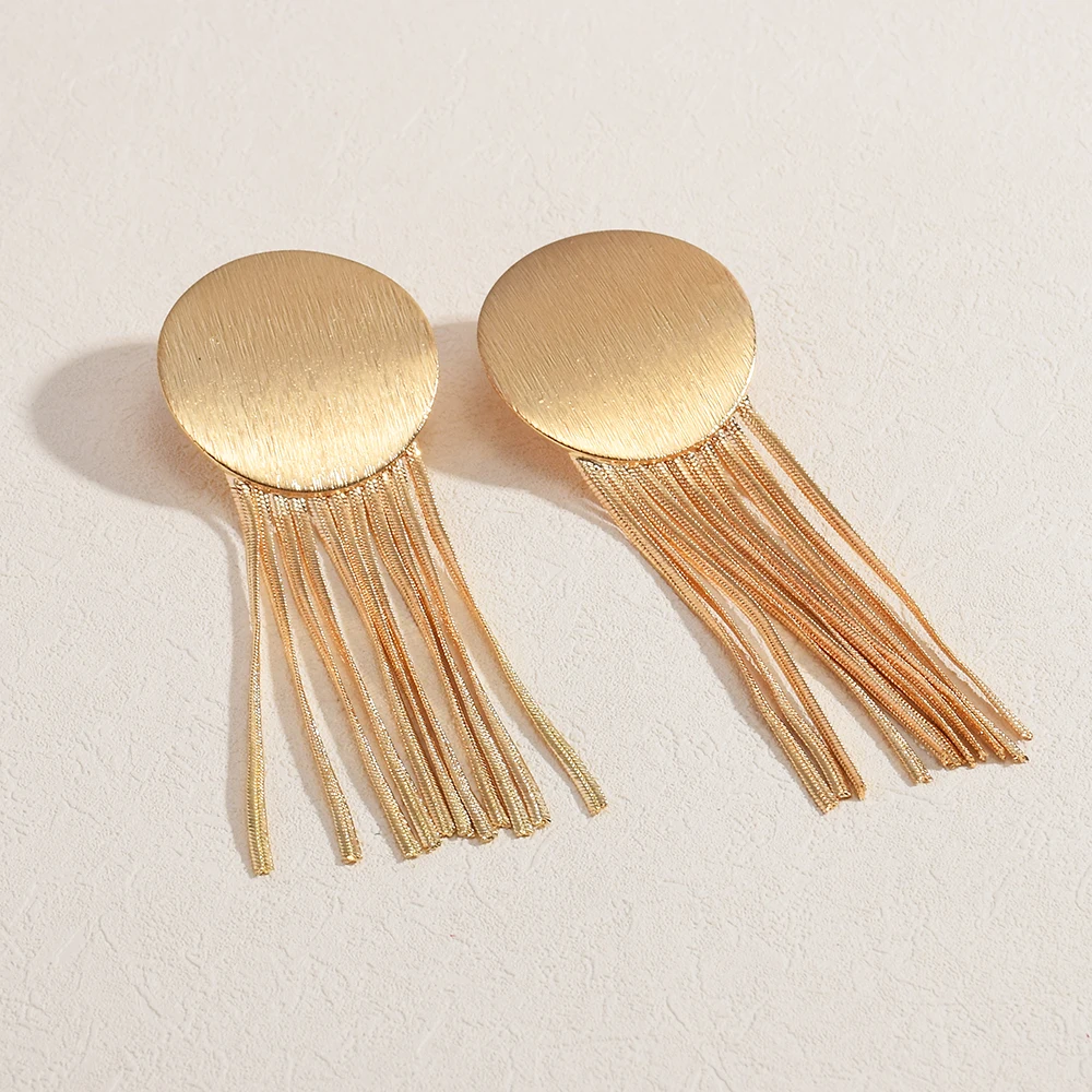 

New Arrival Long Gold Color Metal Chain Tassel Earrings High-Quality Fashion Jewelry Accessories For Women Wholesale
