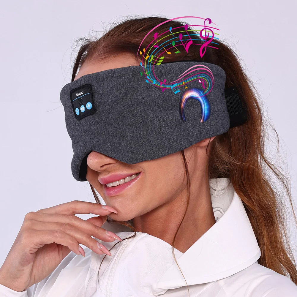 Bluetooth Sleep Mask Cotton Eye Shade Cover Wireless Headset with Hd Speaker Adjustable Washable Blindfold Light Blocking Travel