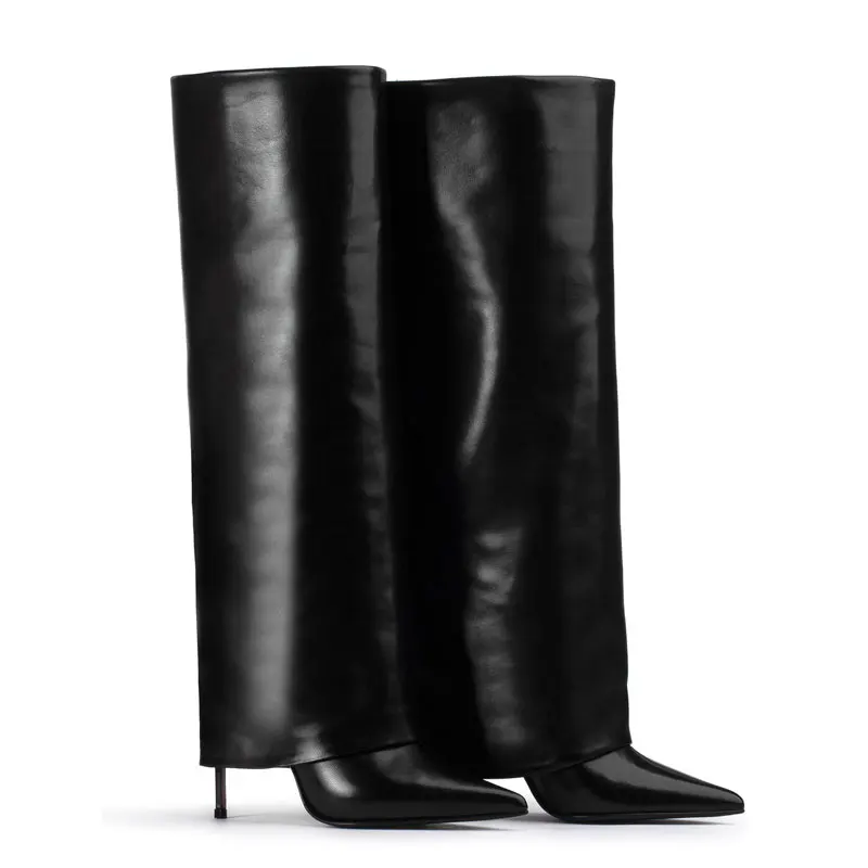 2023 Women\'s New Knee Length Boots Fashion Pointed Thin High Heel Trouser Sleeve Boots Autumn and Winter Large Size Boots