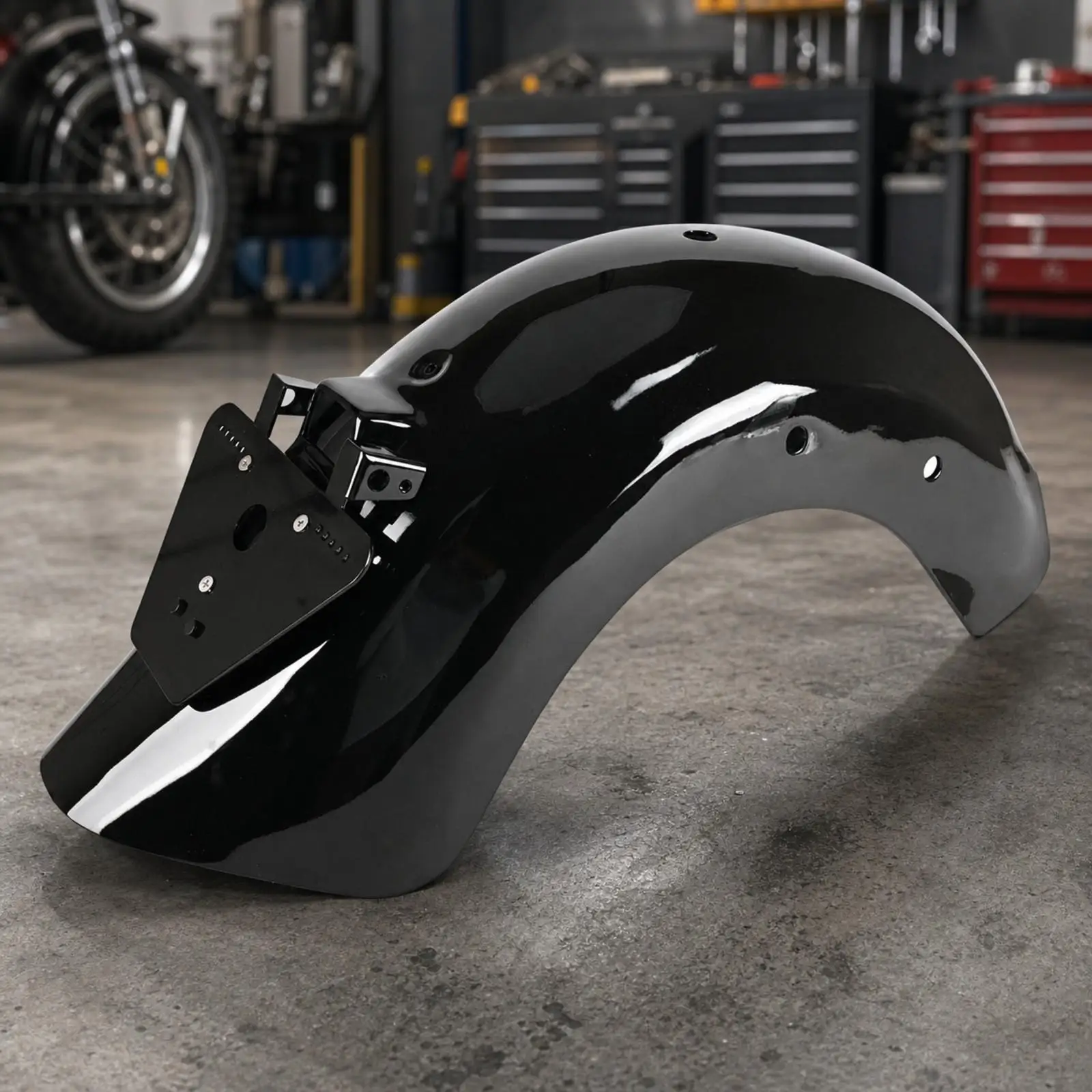 Easy Installation Motorcycle Rear | Glossy, Sleek Low-Profile Look, Rear mudguard with Mounting Bracket, for Garage Projects