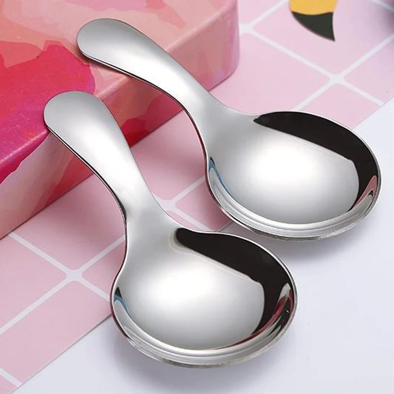 1Pcs Cute Stainless Steel Kitchen Spoon Short Handle Sugar Salt Spice Spoon Condiment