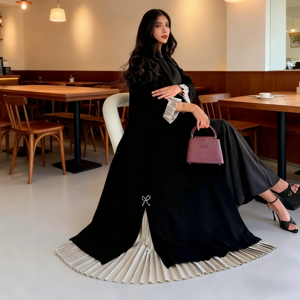 

Ид женский плиссированный кардиган Абая в стиле пэчворк 2026 мусульманский Рамадан Дубай Vestidos Largos ислам арабский длинный халат марокко кафтан