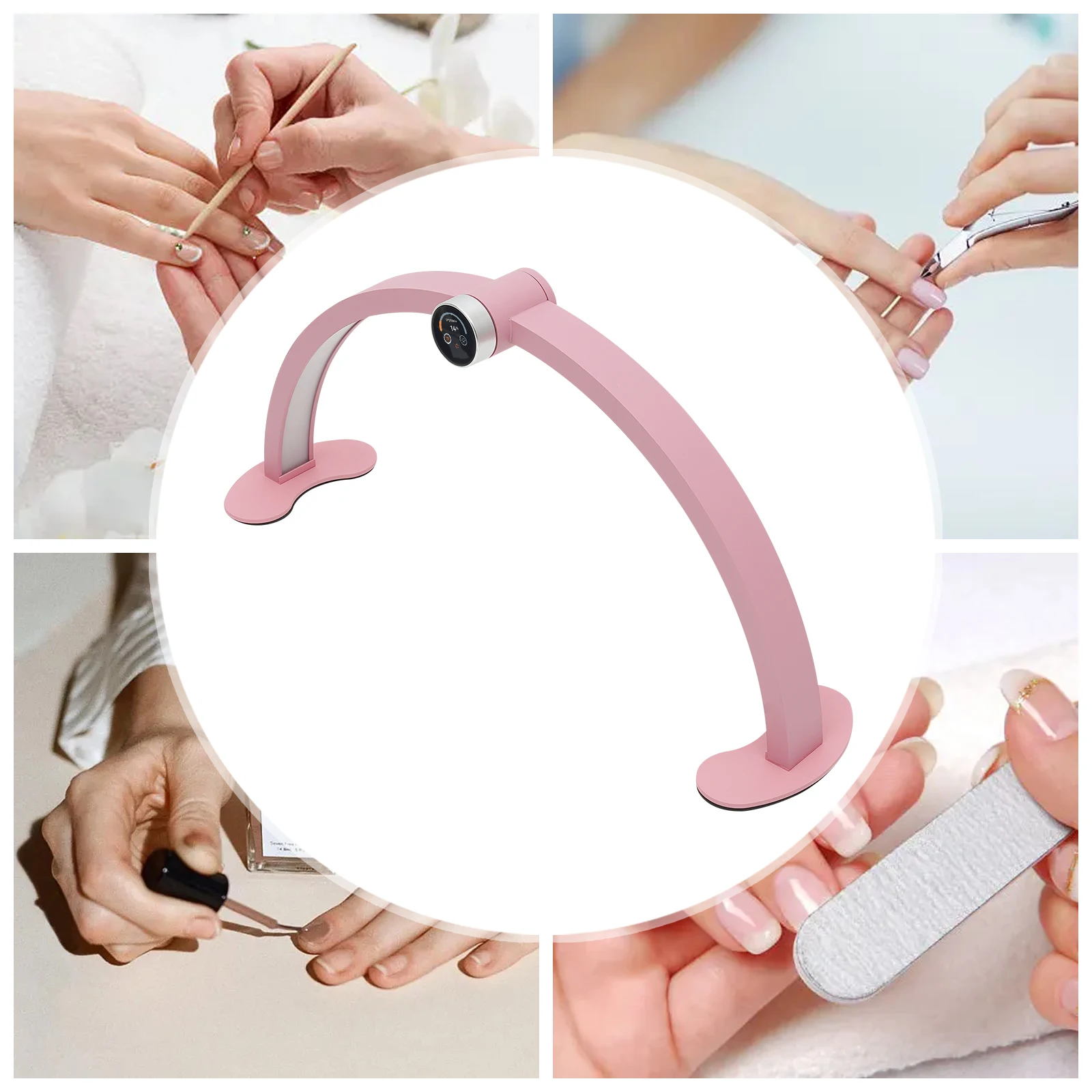 Half Moon Light for Nail Desk with 5 Languages 36W Nail Tech Light with Rotate Display Screen 3 Color Modes