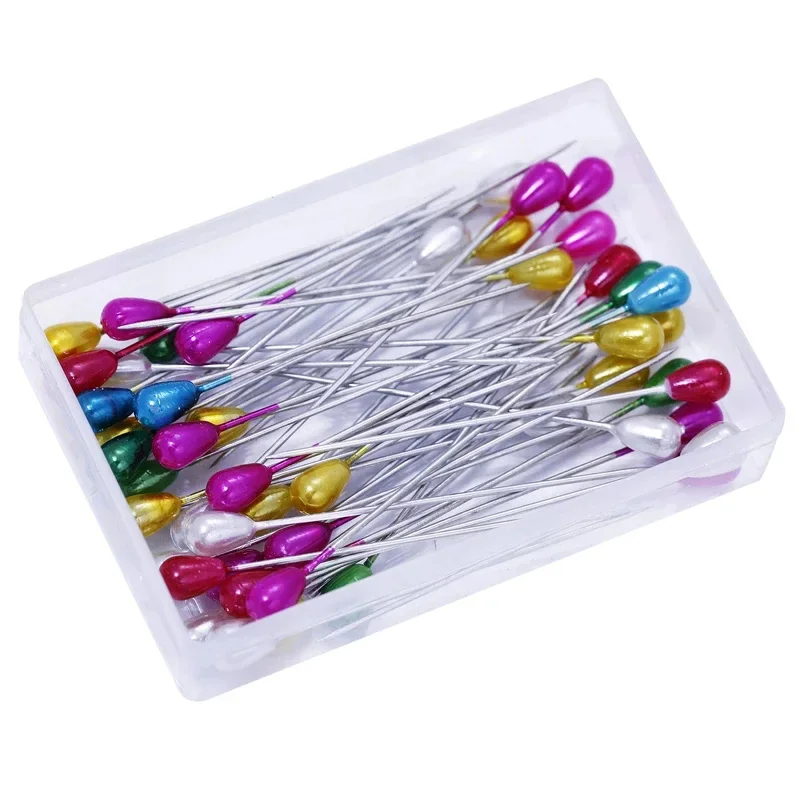 50/100PCs Rainbow Color Pearl Head Needles 5.5cm Stitch Straight Push Sewing Pin Dressmaking DIY Sewing Tools Positioning Needle