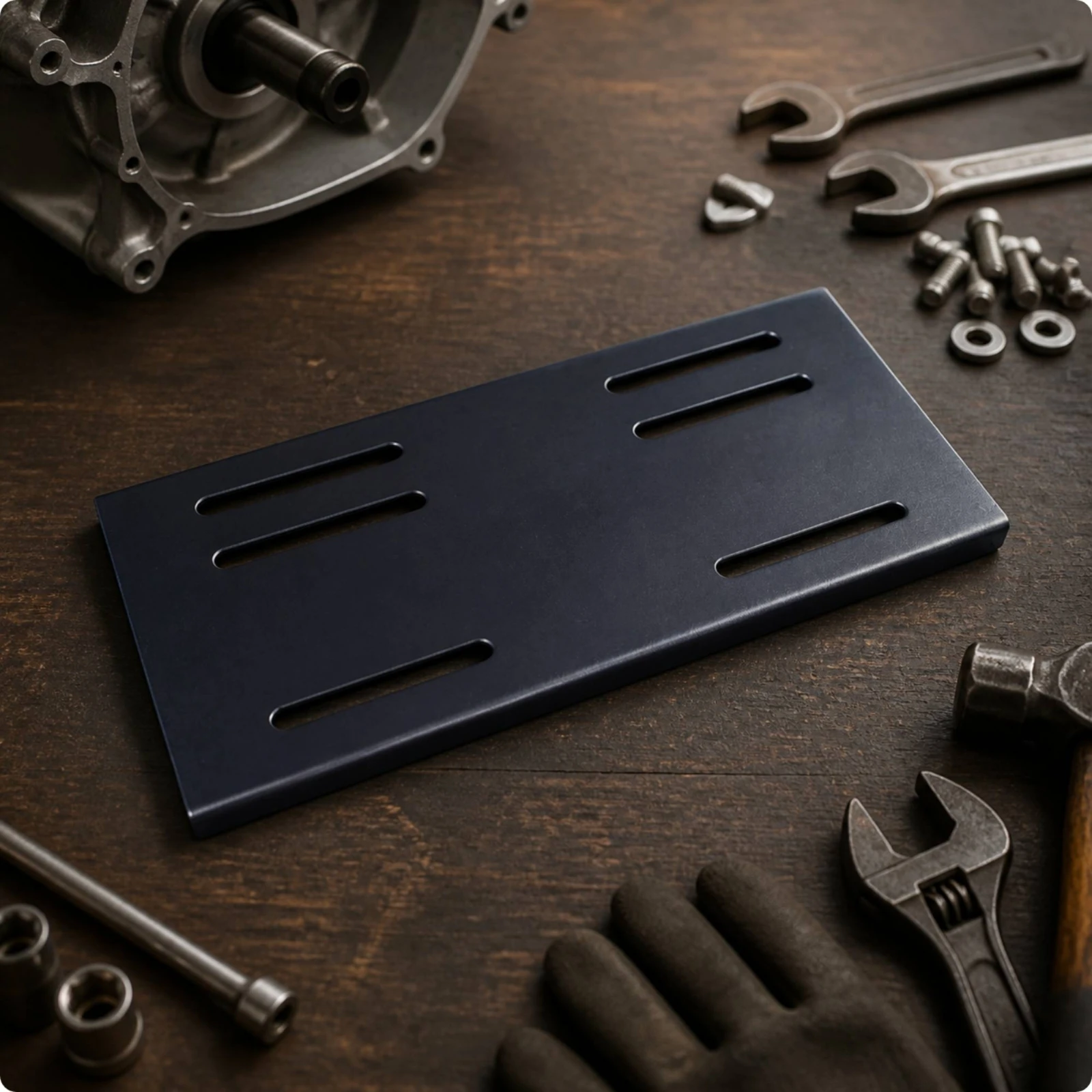 Adjustable Engine Mounting Plate with Slotted Holes Heavy-Duty Steel Engine Mounting Plate Sturdy Long Lasting for Fabricators