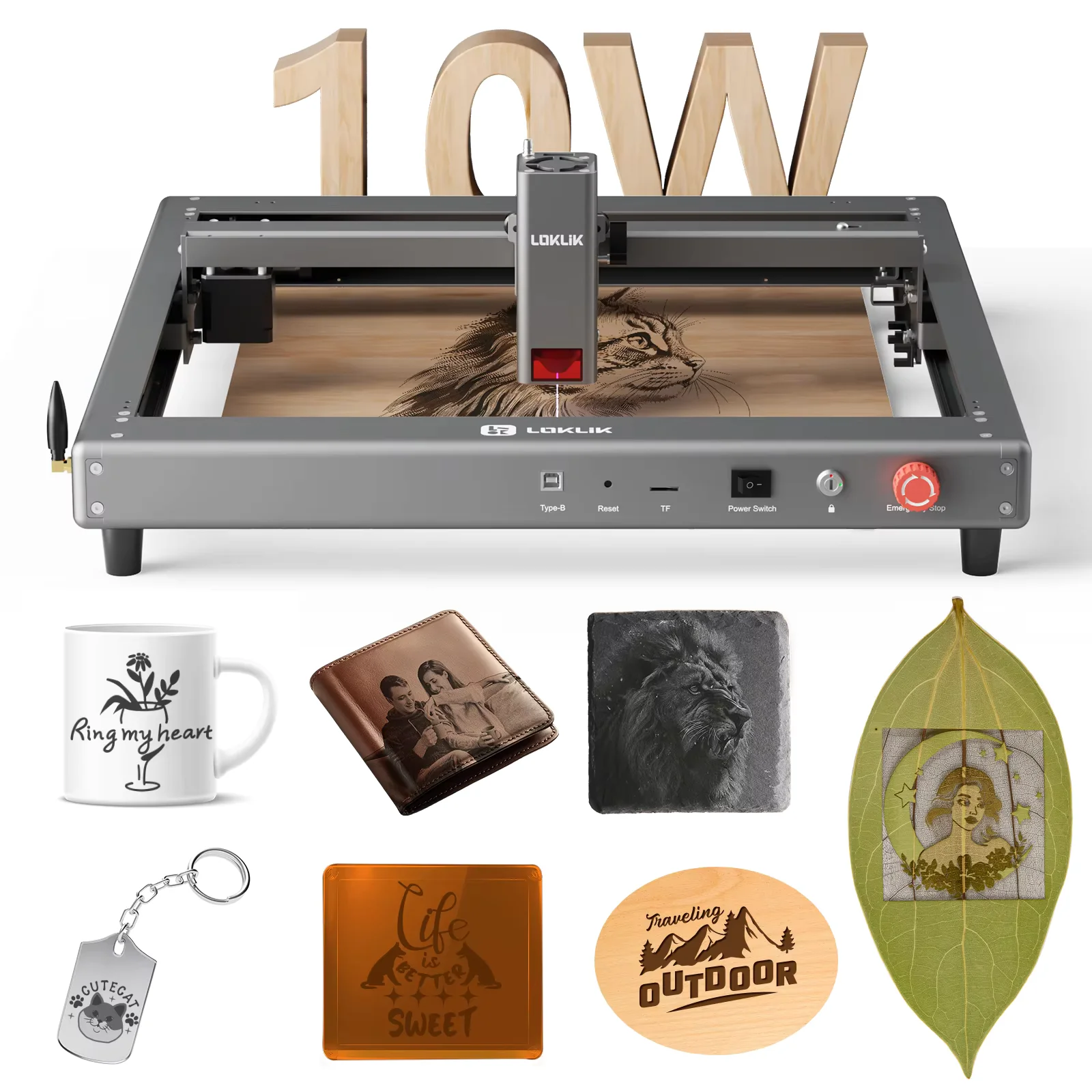 

Лазерный гравер HTVRONT-LOKLiK iEngrave 10W: высокоточная лазерная гравировальная и режущая машина со скоростью 30000 мм/мин для самостоятельного изготовления логотипов на дереве