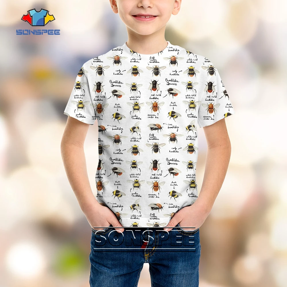 

SONSPEE Amazing Designs Funny Many Insect Pattern 3D Print Child T-shirt O Collar Street Kids Tops Shirts Oversize Streetwear