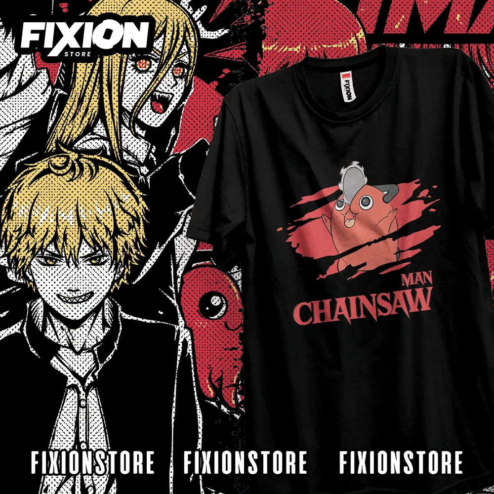 ChainsawMan – Pochita  (negro)Anime T Shirt Manga Gift For Anime Lover All Size Cotton