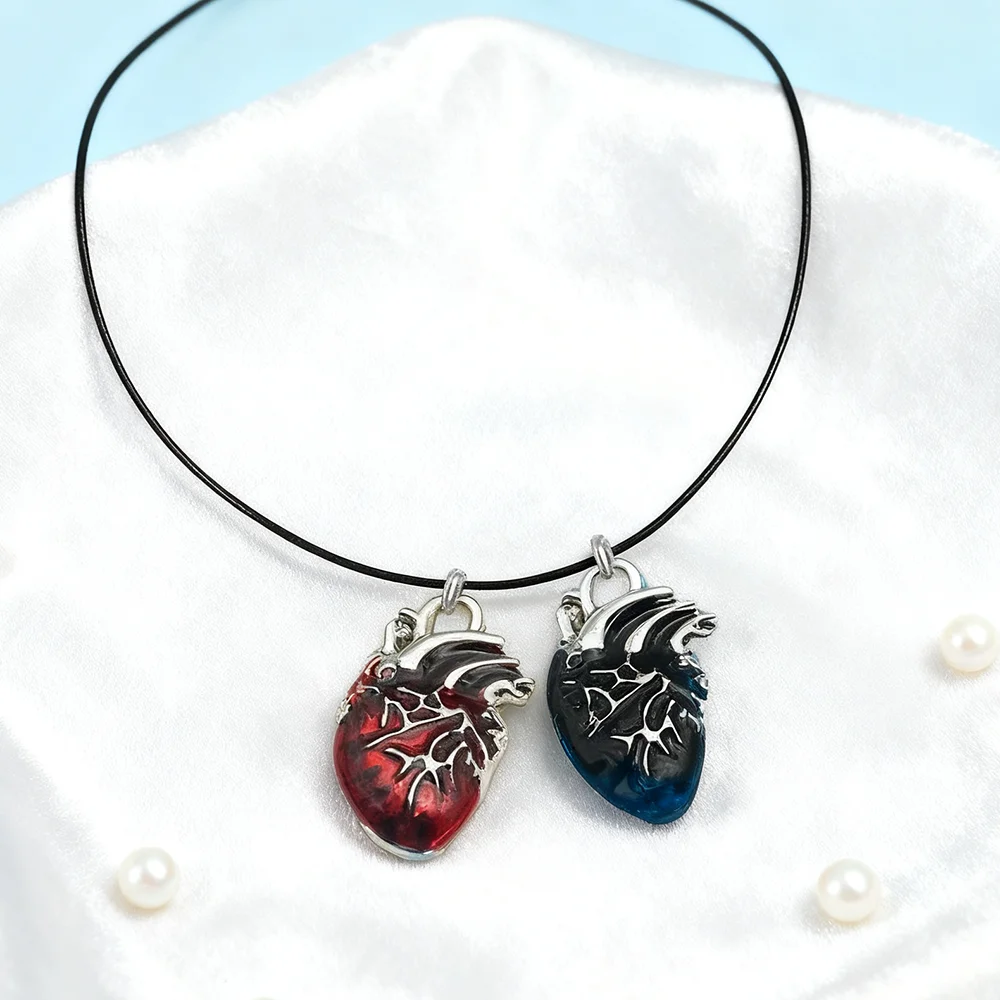 جديد القوطية نمط الأحمر والأسود القلب قلادة مزدوجة المعلقات الطبية أمراض القلب مجوهرات سلسلة عنق للنساء الرجال هدايا فاسق #5