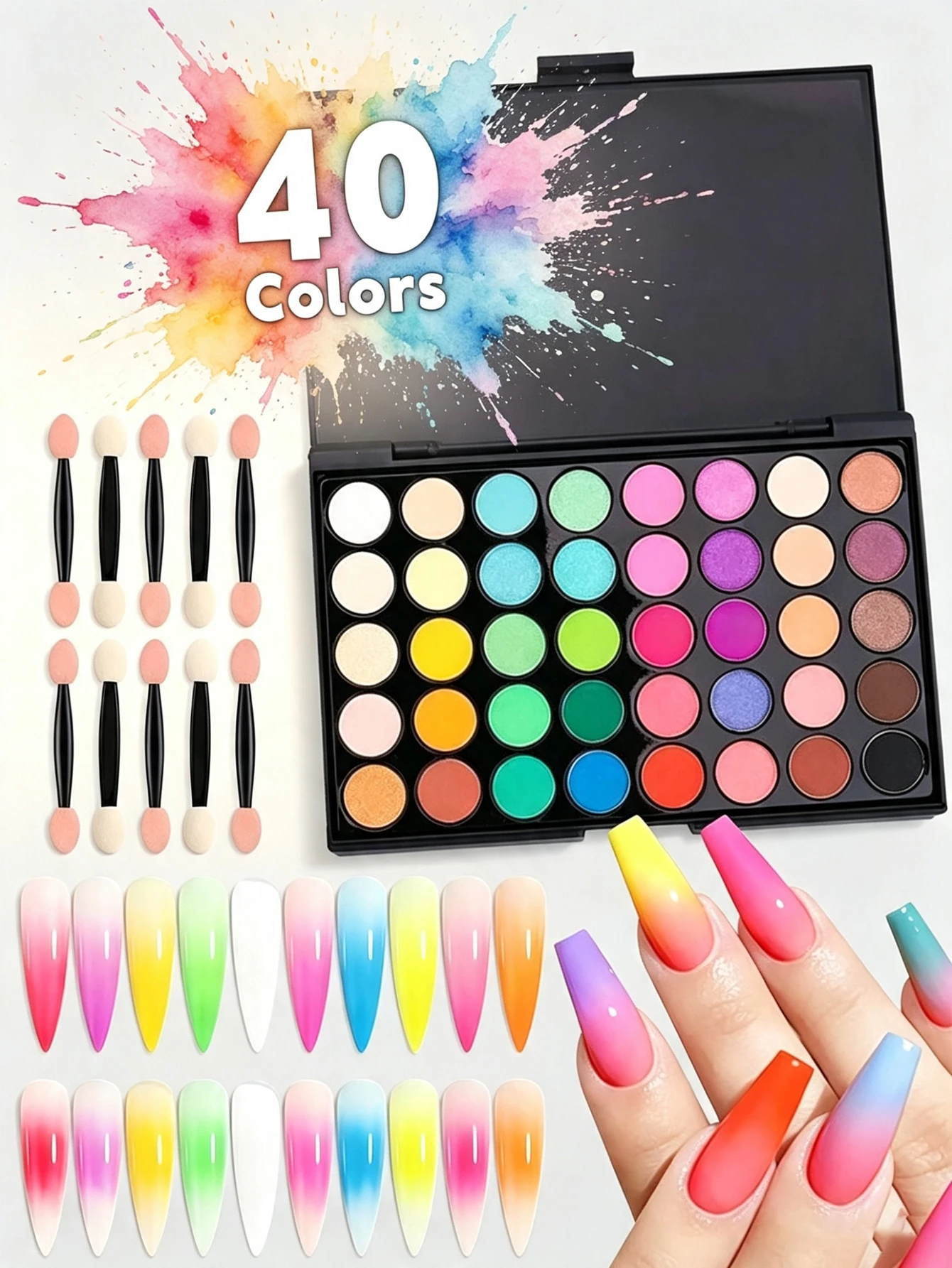Nail Art Glitter - 40 Renkli Yüksek Pigmentli Tırnak Pigment
