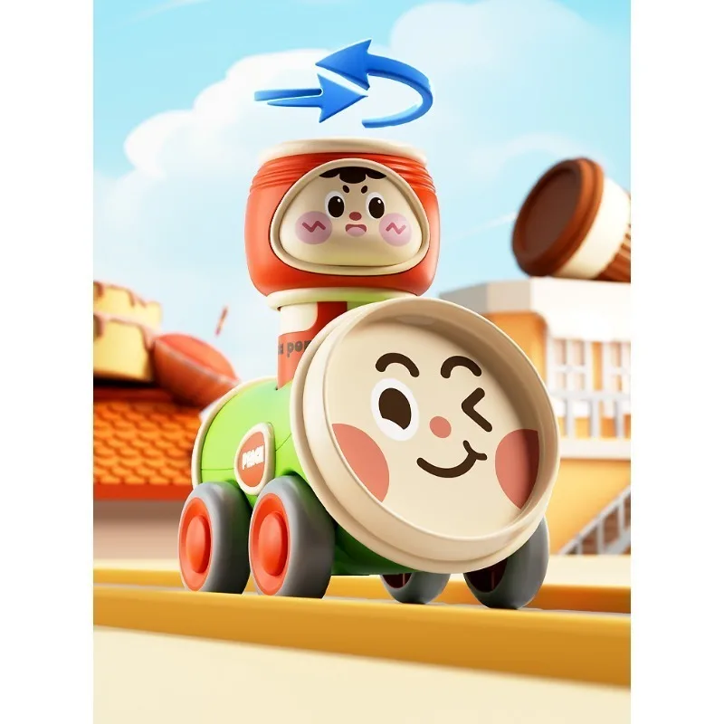 Baby Cartoon Jar Slid Car Press Inertia Small Car Toy Baby Can Play Rotate Toy with Whistle Safe Material Early Education Puzzle - view 6