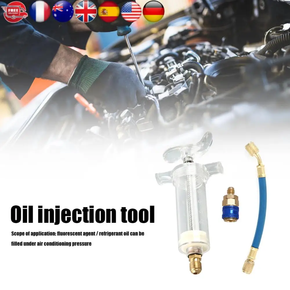 

Ручной инжектор масленки с адаптером быстрого соединения с низкой стороны R-134A 1/4 SAE, автоматический компрессор, инжектор для масляной краски, аксессуары для системы переменного тока