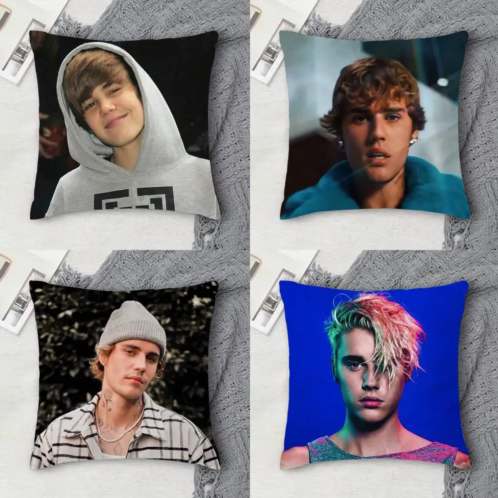 

J-Justin Bieber Double-sided Printed Square Decorative Cushion Cover for Sofa Living Room Home Decor
