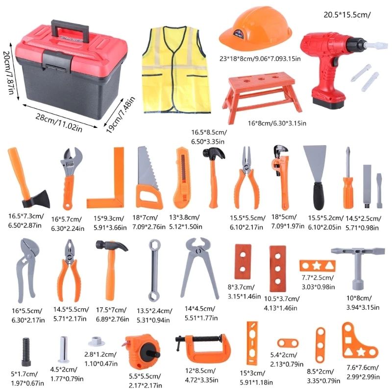 صندوق أدوات تفاعلي، مجموعة أدوات إصلاح مجموعة أدوات إصلاح، لعبة التنوير الحسي للأطفال، لعبة التظاهر باللعب
