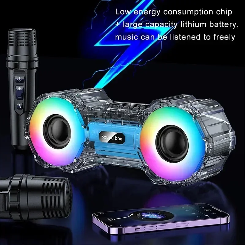 Portable Outdoor Wearable Bluetooth Speaker HiFi High Volume Small Steel Gun Boombox Wireless Dual Microphone Karaoke Speakers