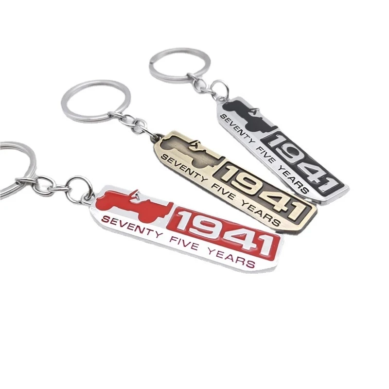 For JEEP Guide Wrangler1941 Willis 75th Anniversary Creative Gift Metal Keychain Plating Oil Dripping Craft Alloy Keyring Pendan