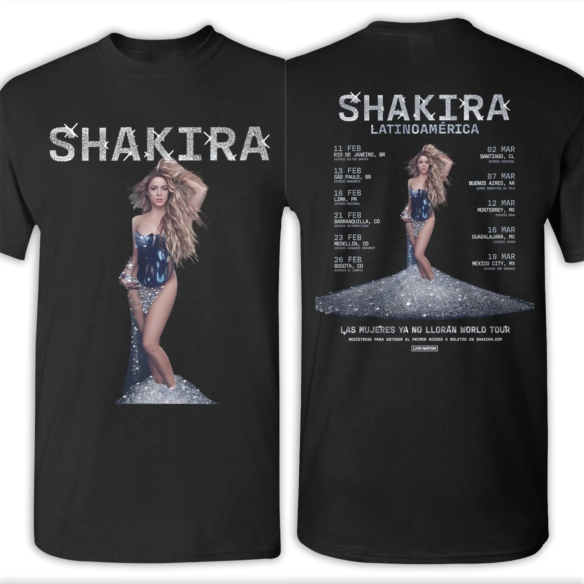 Shakira Las Mujeres Ya No Lloran 2025 World Tour  T-Shirts Men Crewneck 100% Cotton T Shirts  Short Sleeve Tees Party Clothing