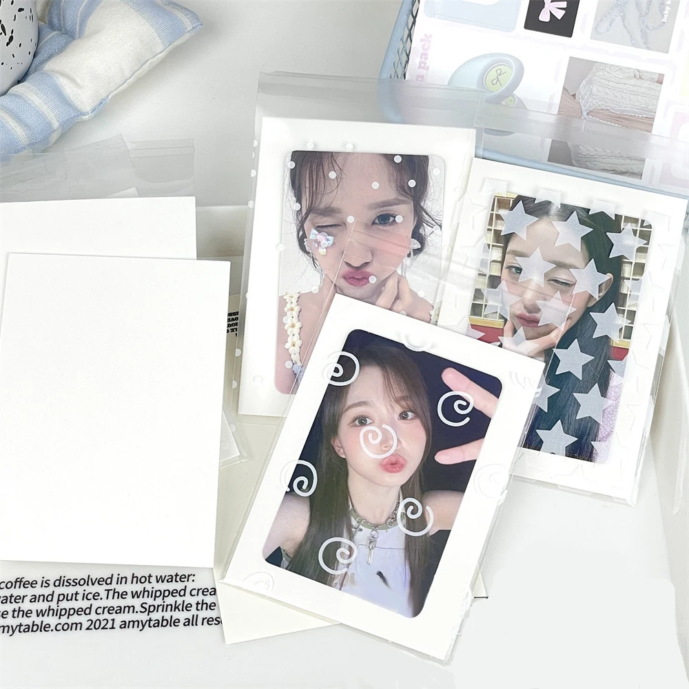 50Pcs/pack Transparent Self-adhesive Opp Bag INS Korean Idol Photo Cards Protective Sleeves Storage Bag Photocard Card Sleeves