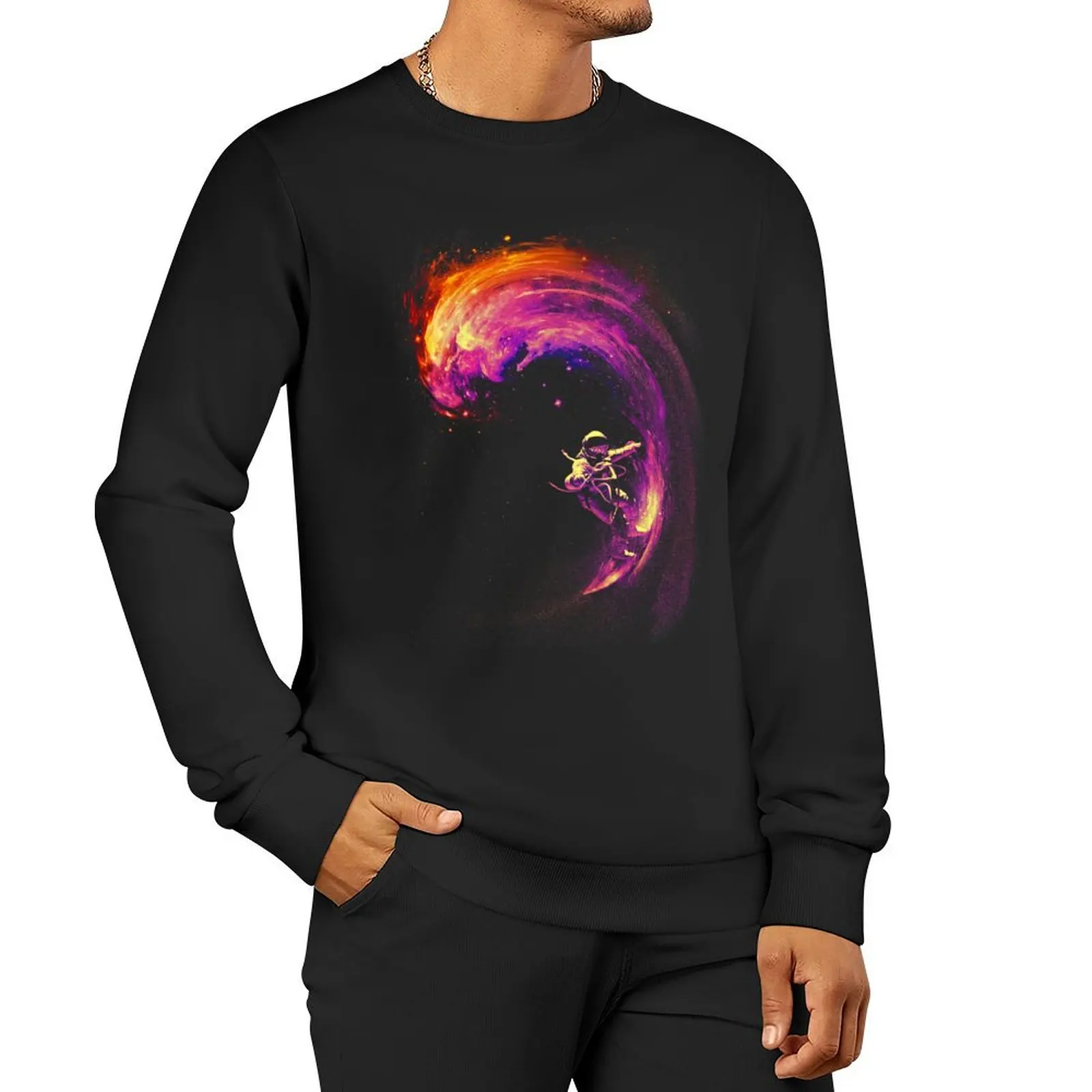 Space Surfing Sweatshirt men's sweat-shirt set hooded sweatshirt