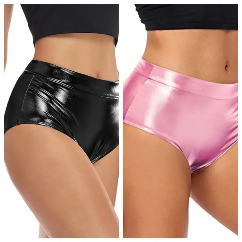 Sexy Nachtclub-Shorts aus Glänzendem PU-Leder für Damen und Mädchen, Schlanke Elastische Taille, Übergröße, Bequeme Weiche Hot Pants – Detail 4